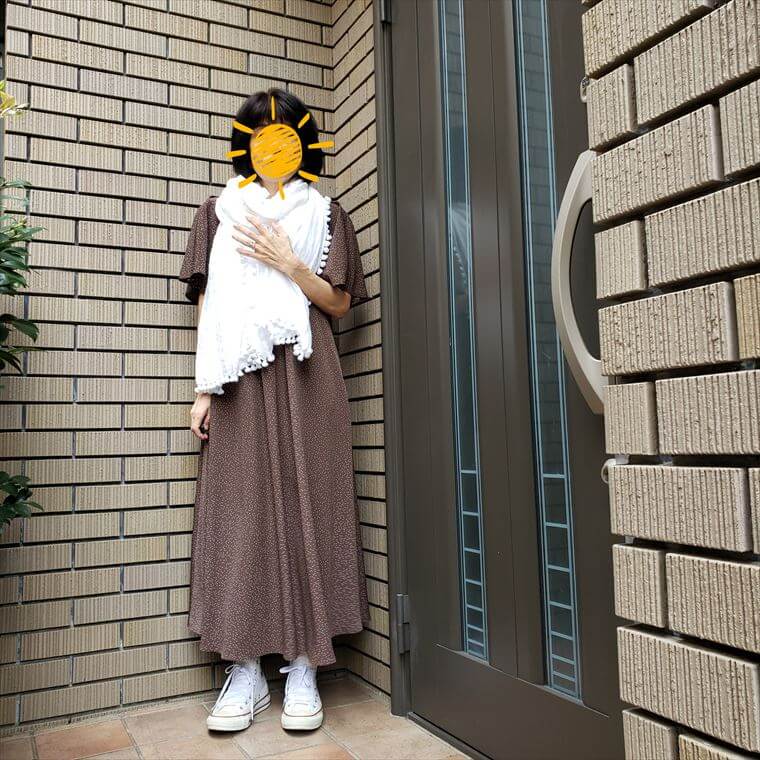 秋色夏ワンピで終日事務所でお仕事コーデ 今日は何着る Workingアラカンのリアルコーデ